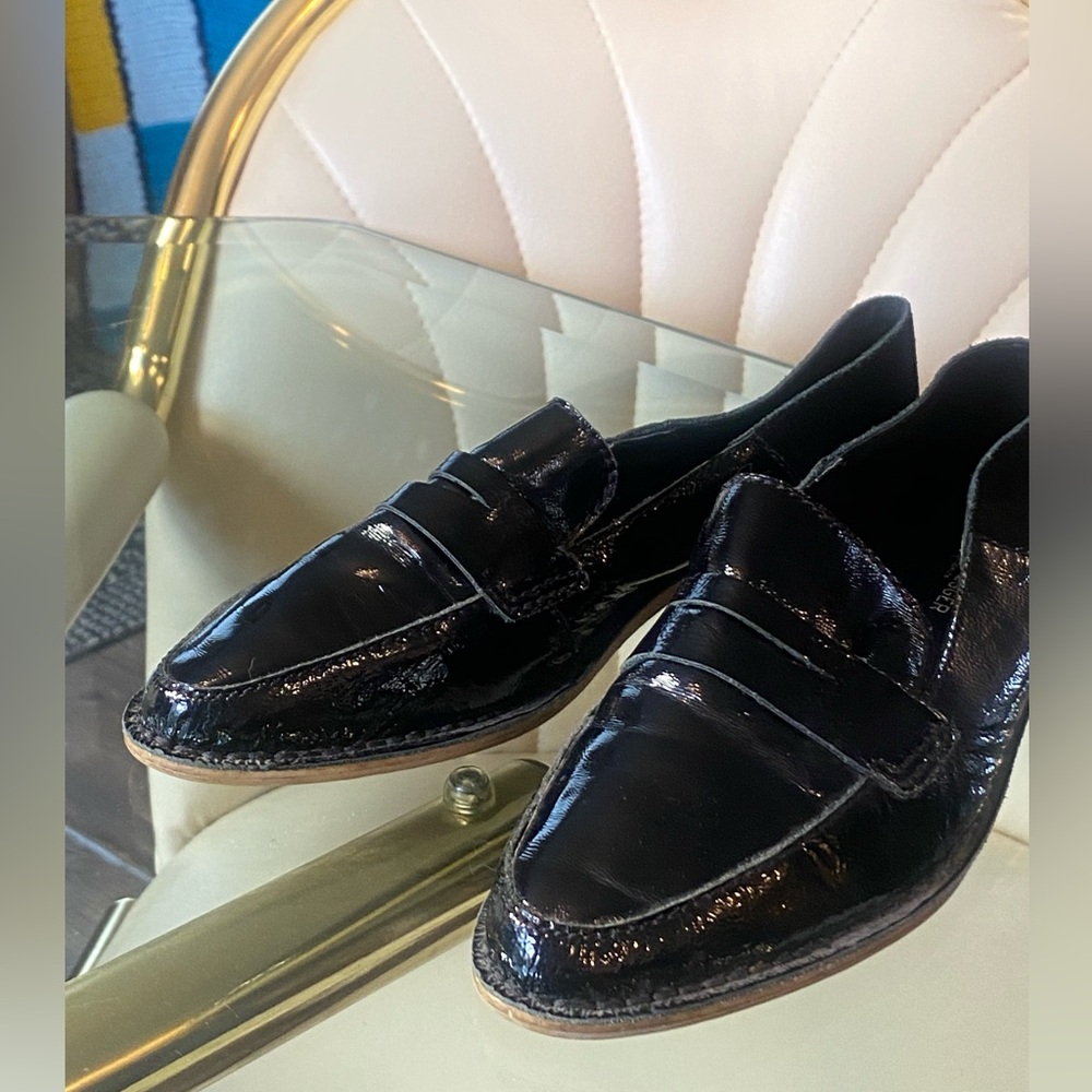 Kelsi Dagger Patent & Suede Black Slip-On Loafers